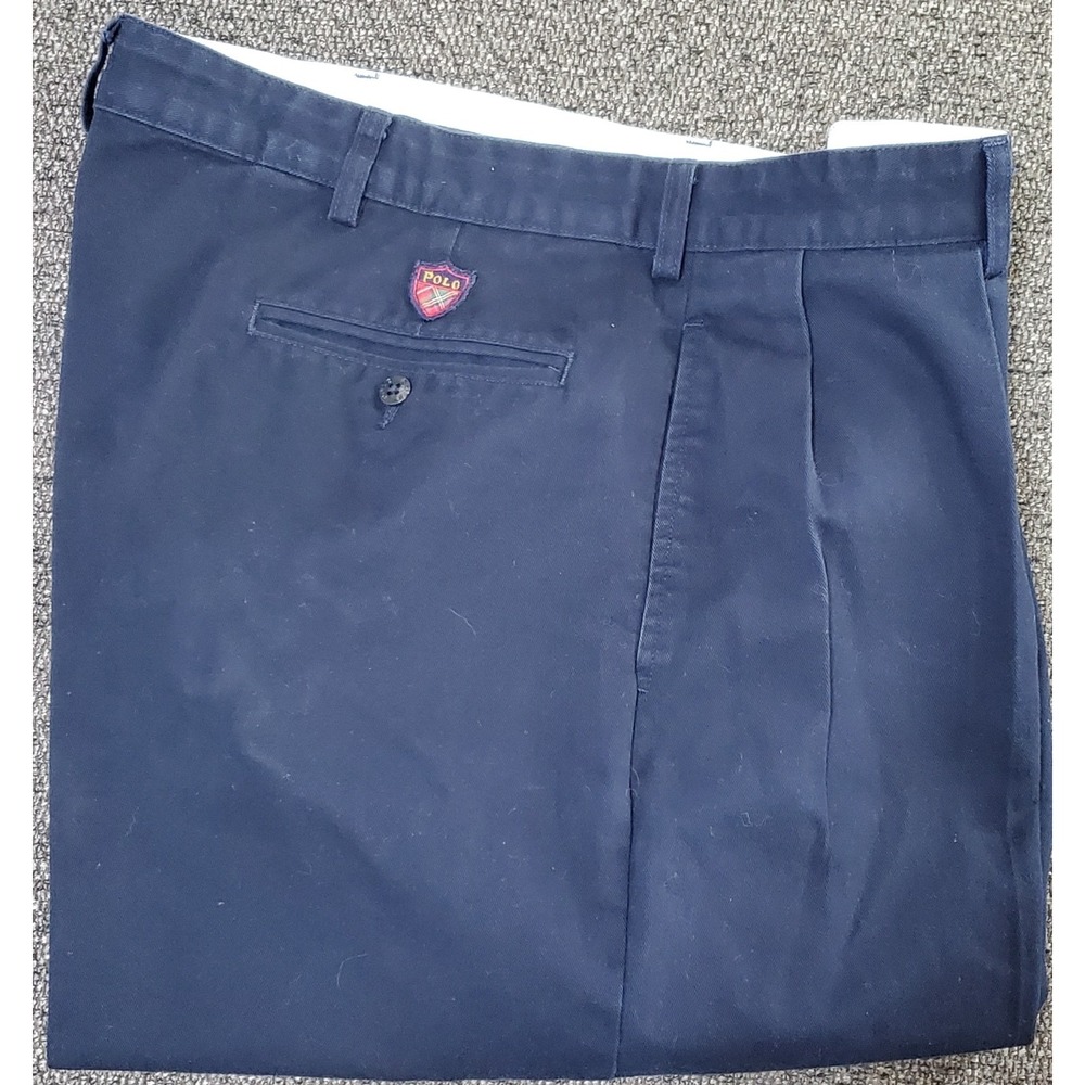 Ralph Lauren Mens Polo Golf Navy Pleated Front 100% Cotton Golf Pants Size 38x34